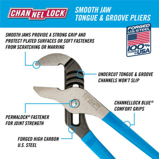 Channellock 415 10-Inch Smooth Jaw Tongue & Groove Pliers