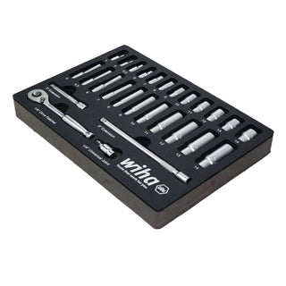 Wiha Tools 33395 27 Piece 1/4” Drive Professional Socket Tray Set - Metric