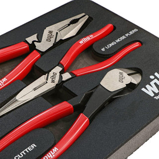 Wiha Tools 34680 3 Piece Classic Grip Pliers and Cutters Tray Set