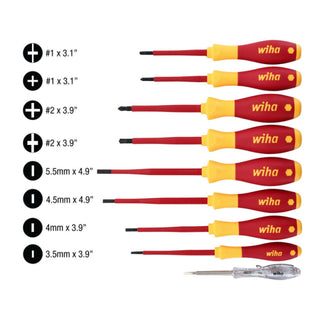 Wiha Tools 320899 Piece Insulated SoftFinish Screwdriver and Voltage Detector Set