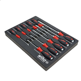 Wiha Tools 53180 Extra Heavy Duty SoftFinish Cushion Grip Driver Tray Set 10 Piece