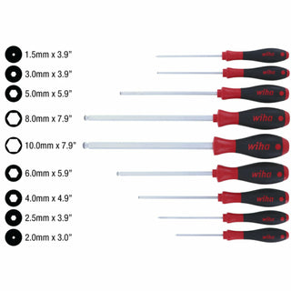 Wiha Tools 36790 9 Piece MagicRing Ball End Hex Metric Driver Set