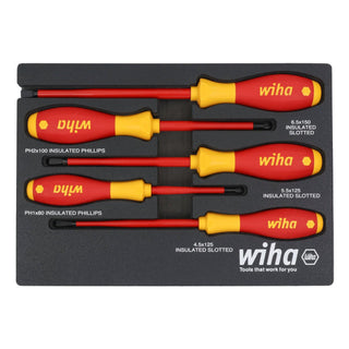 Wiha Tools 32081 5 Piece Insulated SoftFinish Cushion Grip Screwdriver Tray Set