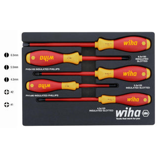 Wiha Tools 32081 5 Piece Insulated SoftFinish Cushion Grip Screwdriver Tray Set