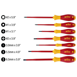 Wiha Tools 32097 Insulated Screwdriver Set - Square/Slotted/Phillips Tips, 7 Pc.