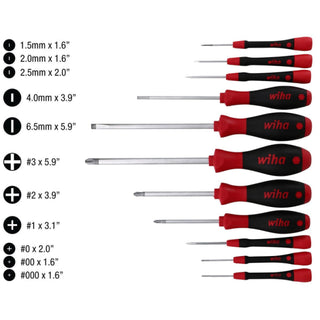 Wiha Tools 30293 SoftFinish & Precision PicoFinish Screwdriver Set, 11 Pc.