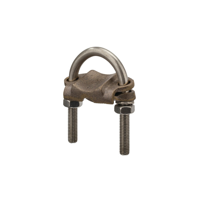 NSI UC-126 Heavy Duty Bronze U-Bolt Clamp, 1-1/2″ Pipe, 2/0 to 4 AWG, Burial