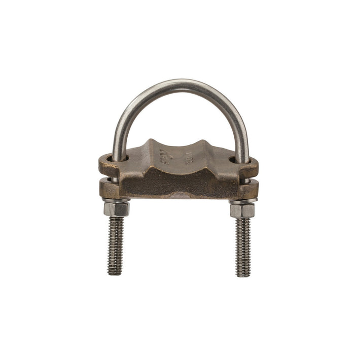 NSI UC-133 Heavy Duty Bronze U-Bolt Clamp, 2″ Pipe, 250-2/0 AWG, for Burial