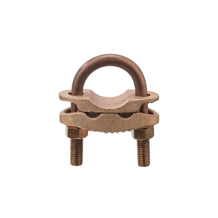 NSI UC-214 Bronze U-Bolt Clamp for Two Wires, 1″ Pipe, 2/0 to 4 AWG, Burial