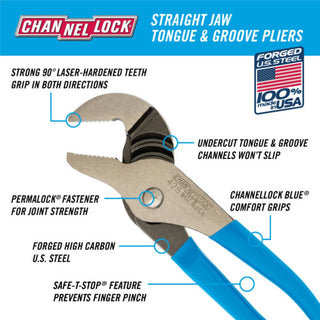 Channellock 428 BULK 8-inch Straight Jaw Tongue & Groove Pliers