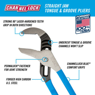 Channellock 460 BULK 16.5-inch Straight Jaw Tongue & Groove Pliers