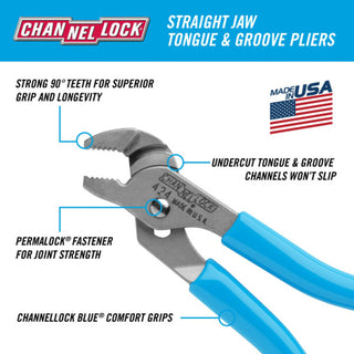 Channellock 424 4.5-Inch Straight Jaw Tongue & Groove Pliers