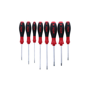 Wiha Tools 30289 SoftFinish Slotted / Phillips / Square Cushion Grip Screwdriver Set, 8 Pc.