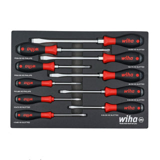 Wiha Tools 53180 Extra Heavy Duty SoftFinish Cushion Grip Driver Tray Set 10 Piece