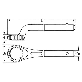 Heyco 00840006580 Single Ended Ring Wrenches, 65 mm Length 355 mm