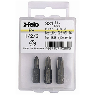 Felo 0715710280 Phillips Industrial Bits, 3 Piece