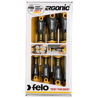 Felo 0715753693 Slotted & Phillips Ergonomic Screwdriver Set, 5 Piece