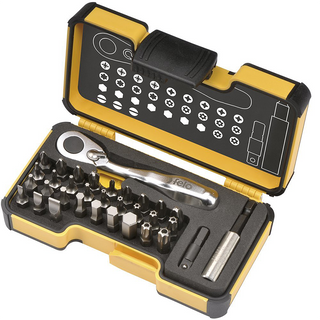 Felo 0715761545 XS Box Set includes Mini Ratchet, 1/4" Adaptor, Bitholder & 30 Bits, 33 Piece