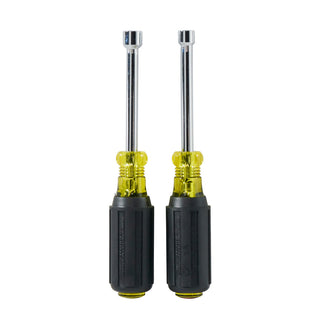 Klein Tools 630M 1/4" & 5/16" Magnetic Tip Nut Driver Set on 3" Hollow Shank, 2 Piece