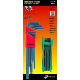 Bondhus 14126 Ball End Hex & TORX® Double Pack, 10999 & 12632, 17 Pc.