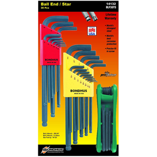 Bondhus 14132 Ball End Hex and TORX® Triple Pack, 10937 & 10999 & 12632, 30 Pc.