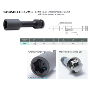 Ko-Ken 14145M.110-17MB 1/2 Sq. Dr. Mercedes Benz Wheel Bolt Socket 17 MM 110 MM Protector