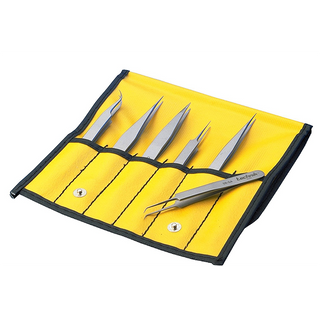 Aven 18475USA Stainless Steel Teknik Precision Tweezer Set, 6 Piece