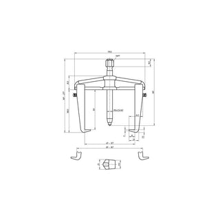 Gedore 1956345 Universal puller, 2-arm pattern, rigid legs with leg brake 140x100 mm