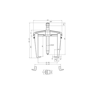 Gedore 1956353 Universal puller, 2-arm pattern, rigid legs with leg brake 170x150 mm