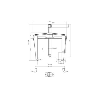 Gedore 1956388 Universal puller, 2-arm pattern, rigid legs with leg brake 250x200 mm