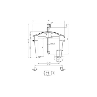 Gedore 1868152 Universal Puller HIGH POWER 2-Arm Pattern 130x100 mm