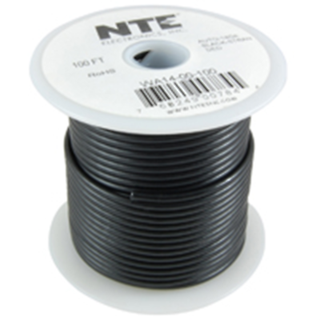 NTE Electronics WA12-00-100 HOOK UP WIRE AUTOMOTIVE 12 GAUGE BLACK STRANDED 100'