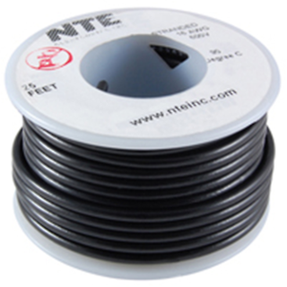 NTE Electronics WHS22-00-1000 HOOK UP WIRE 300V SOLID 22 GAUGE BLACK 1000'