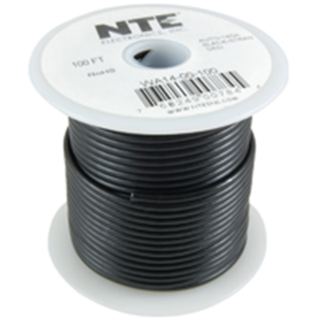 NTE Electronics  WA08-00-100 HOOK UP WIRE AUTOMOTIVE 8 GAUGE BLACK STRANDED 100'