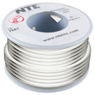 NTE Electronics WT22-09-25 WIRE TEFLON 22 GAUGE WHITE 25'