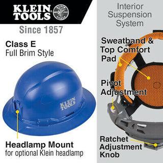 Klein Tools 60249 Hard Hat, Non-vented, Full Brim , Blue