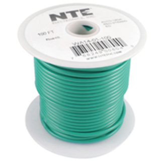 NTE Electronics  WA16-05-100 HOOK UP WIRE AUTO 16 GAUGE GREEN STRANDED 100'