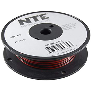 NTE Electronics W102BR-100 BONDED PARALLEL BLACK/RED WIRE 10 GAUGE 100' SPOOL