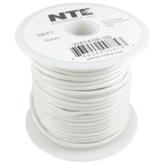 NTE Electronics WA10-09-100 HOOK UP WIRE AUTOMOTIVE 10 GAUGE WHITE STRANDED 100'