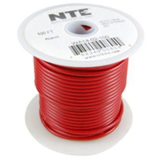 NTE Electronics WA14-02-100 HOOK UP WIRE AUTO 14 GAUGE RED STRANDED 100'