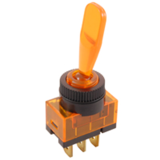 NTE Electronics 54-569 SWITCH BAT HANDLE TOGGLE SPST 20A 12VDC AMBER 12V LAMP