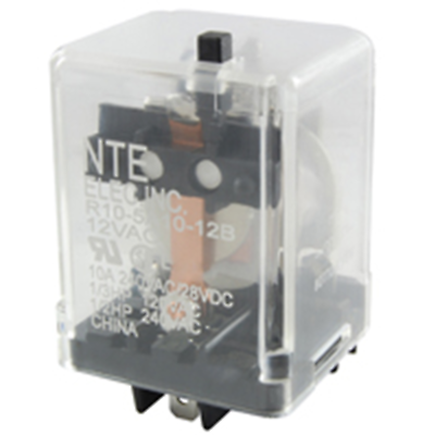 NTE Electronics R10-14A10-12B RELAY-12VAC 10AMP 3PDT GEN.PURPOSE TEST BUTTON