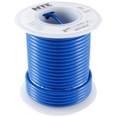 NTE Electronics WT24-06-100 WIRE TEFLON 24 GAUGE BLUE 100'
