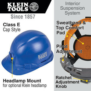 Klein Tools 60248 Hard Hat, Non-vented, Cap Style, Blue