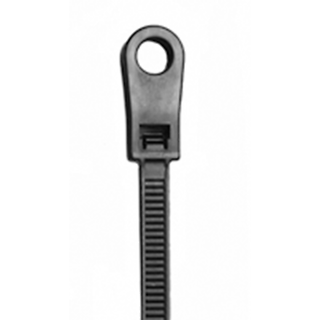 NTE Electronics 04-0750MH0M CABLE TIE 50 LB. MOUNTING HOLE 8" BLACK 1000/BAG