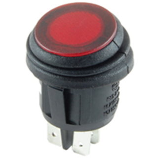 NTE Electronics 54-206W ROCKER SWITCH WATERPROOF ROUND DPST 16A RED 12V LAMP