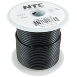 NTE Electronics WA10-00-100 HOOK UP WIRE AUTOMOTIVE 10 GAUGE BLACK STRANDED 100'