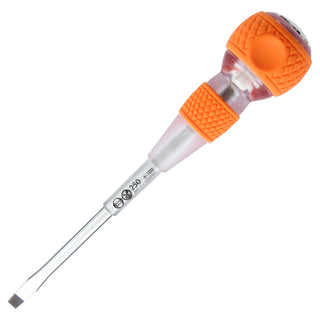 Vessel Tools 250S6100 Tang-Thru Screwdriver w/Ceramic Ball No.250, Slotted 6 x 100