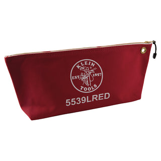 Klein Tools 5539LRED Canvas Zipper Pouch, 16-Inch Tool Bag Storage Organizer, Red