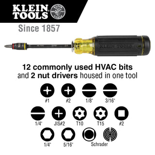 Klein Tools 32304 14-in-1 HVAC Adjustable-Length Impact Screwdriver with Flip Socket